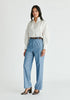 Puff Sleeve Shirt with Ruffled Collar in White Side